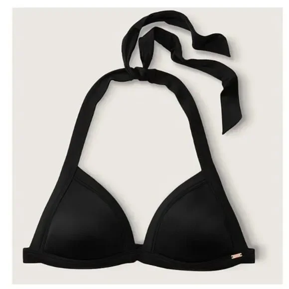 Pink Victoria's Secret Sz XL Black Push Up Bra Swim Top/ White Bottom Set - Picture 5 of 9